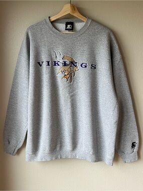 Vintage 90s Starter Sweatshirt Minnesota Vikings NFL Men’s 2XL Gray Crewneck